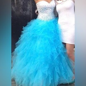 Stunning Blue Ruffled Gown
